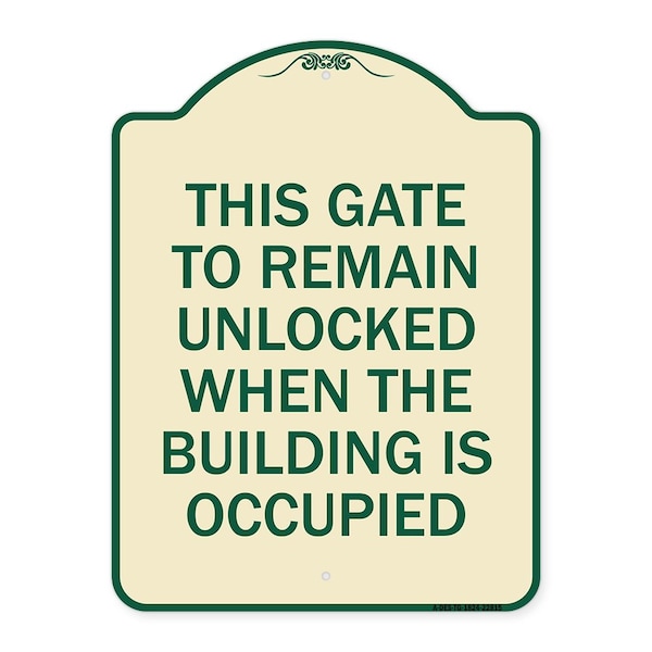 This Gate to Remain Unlocked When Building Is Occupied Heavy-Gauge Alum, 24" x 18", TG-1824-22815